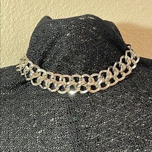Vintage Silver Chain Choker Necklace c42
